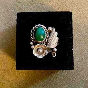 Vintage Native American Malachite Sterling Ring
